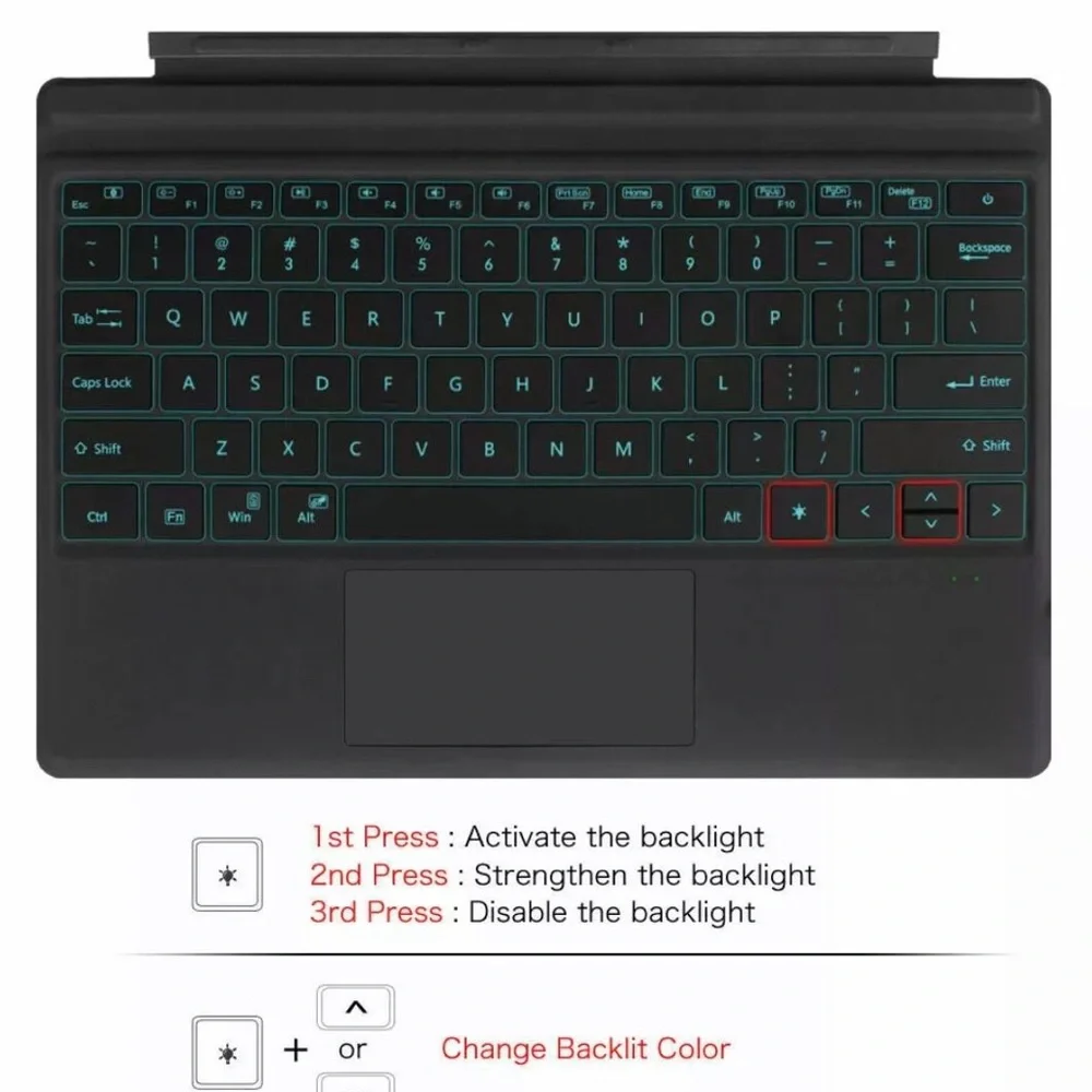 Compatible with Surface Pro 7 — Backlit Bluetooth Keyboard (Supports Pro 4/5/6/7